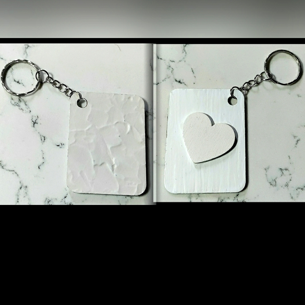 NEW Handmade Keychain Bag Tag! Cream Muro. w/ "I Love My Bag" White Wooden Heart